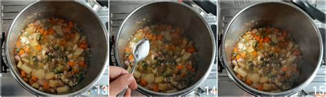 Pentola con zuppa di verdure in cottura
