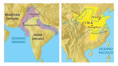 Mappa archeologica del Fiume Giallo con indicazione dei siti di ritrovamento