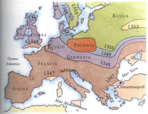 Mappa delle principali carestie e conflitti nel XIV secolo