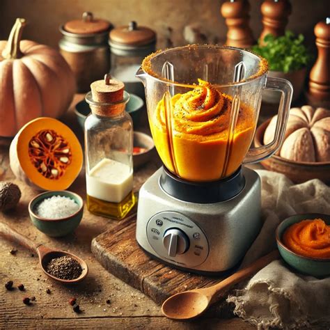 una ciotola di zucca cotta e frullata, pronta per essere aggiunta alla crema pasticcera