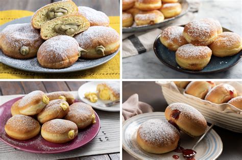 un primo piano di bomboloni appena fritti e rotolati nello zucchero, pronti per essere farciti