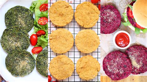Varietà di burger vegetali con diversi ingredienti
