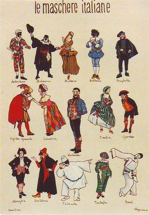 Illustrazioni delle principali maschere della Commedia dell'Arte