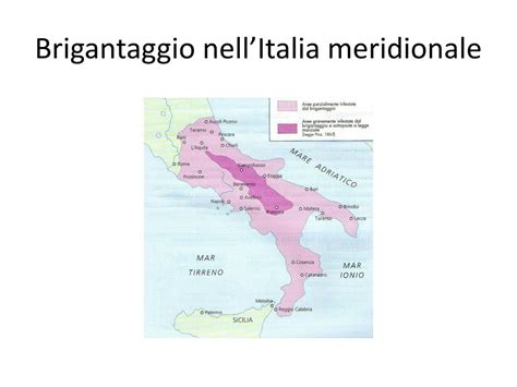 Mappa dell'Italia meridionale nel periodo del brigantaggio