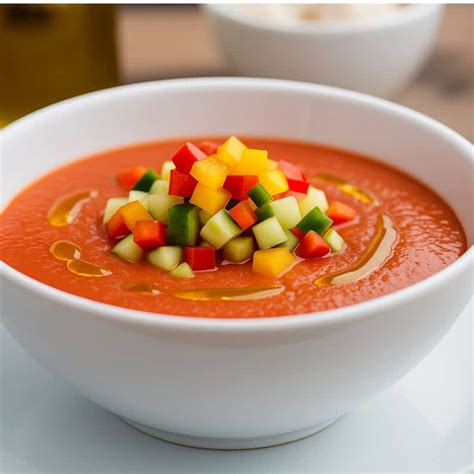 una ciotola di gazpacho fresco e colorato