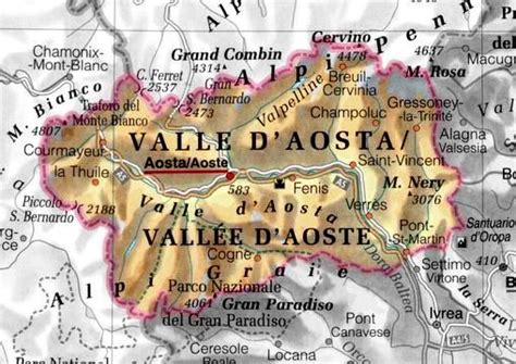 Mappa della Valle d'Aosta che evidenzia il comune di Arnad