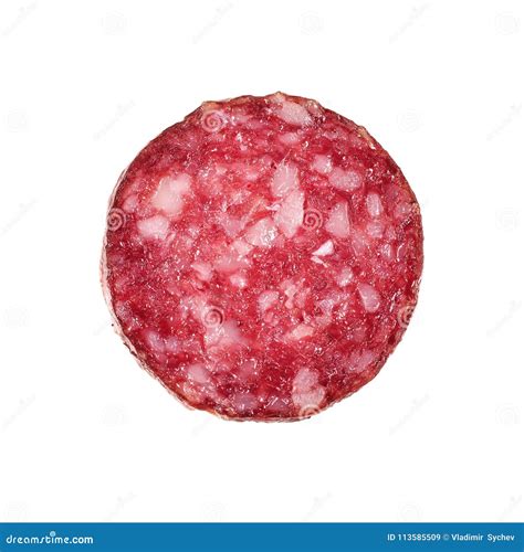 Immagine ravvicinata della fetta di Salame Cacciatore che mostra il colore rubino e la distribuzione del grasso