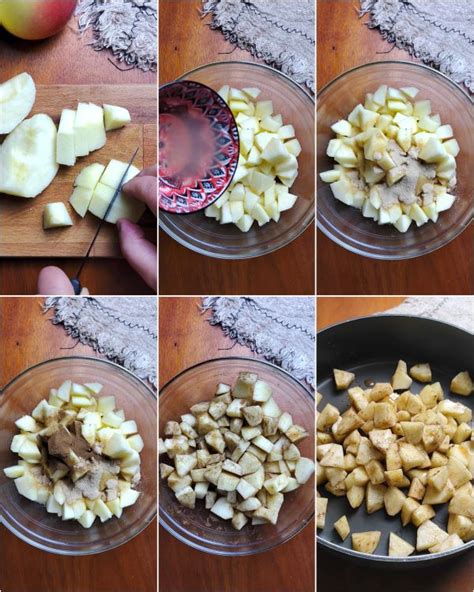 cannella in stecche e in polvere accanto a mele tagliate a cubetti
