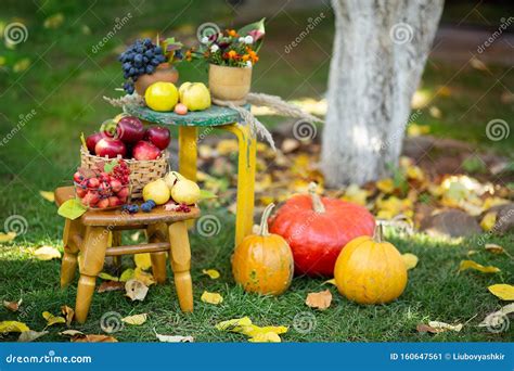 Composizione autunnale con uva, mele, melograni e foglie secche