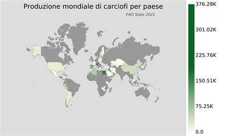 Infografica che confronta la produzione mondiale di carciofi per paese