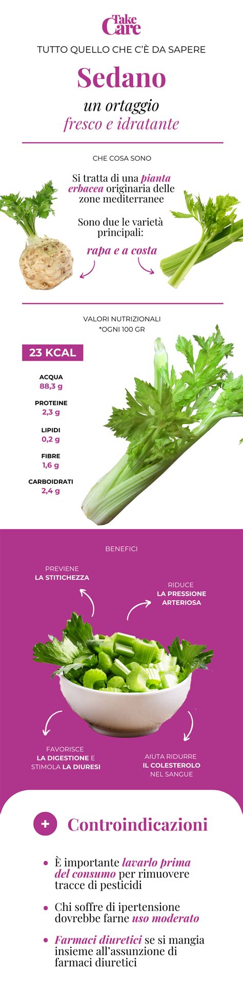infografica: valori nutrizionali del sedano (calorie, fibre, potassio)