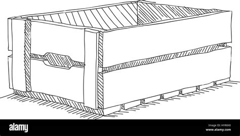 Disegno di una cassetta di legno con schizzo di un'immagine da trasferire