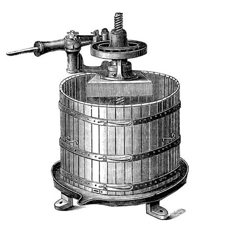 Dettaglio di un torchio idraulico per la spremitura delle mele