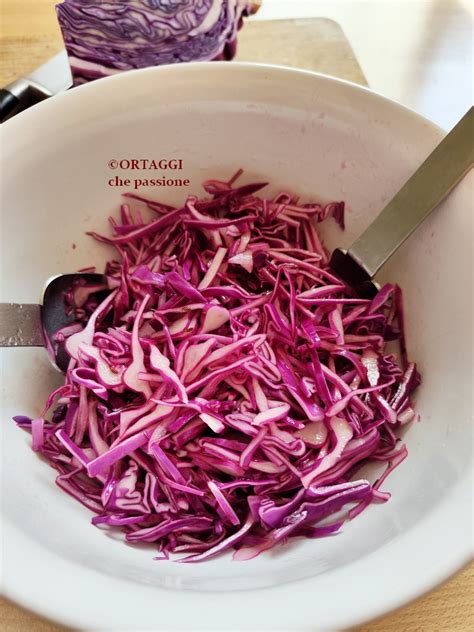Un piatto colorato di insalata di cavolo rosso con arance e semi di girasole.