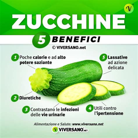 infografica con i benefici nutrizionali delle zucchine e delle mandorle