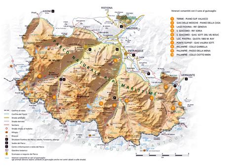 Mappa delle Alpi Marittime con itinerario degli studenti UNISG