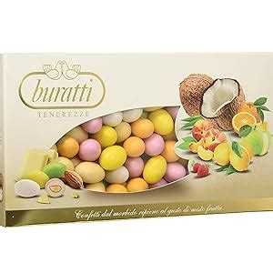 Immagine di una selezione di confetti ripieni colorati con vari gusti alla frutta.