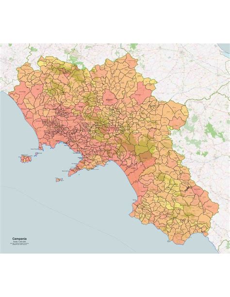mappa della Campania con evidenziati i comuni interessati dall'attività criminale