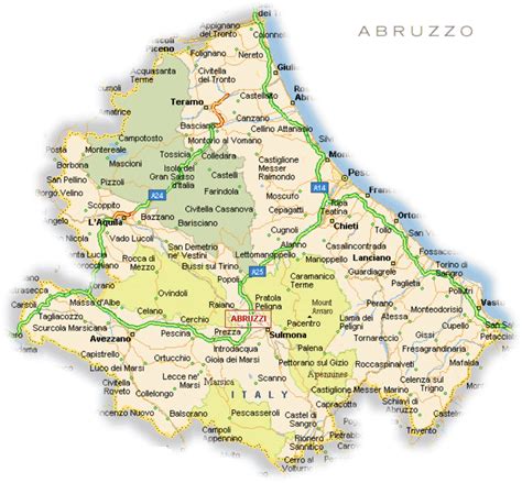 Mappa dell'Abruzzo con Lanciano evidenziato