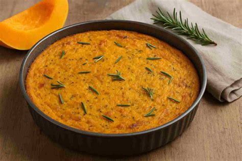 primo piano di una frittata di zucca e ricotta appena sfornata