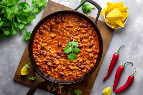 Un piatto di fagioli alla messicana con peperoncino e coriandolo